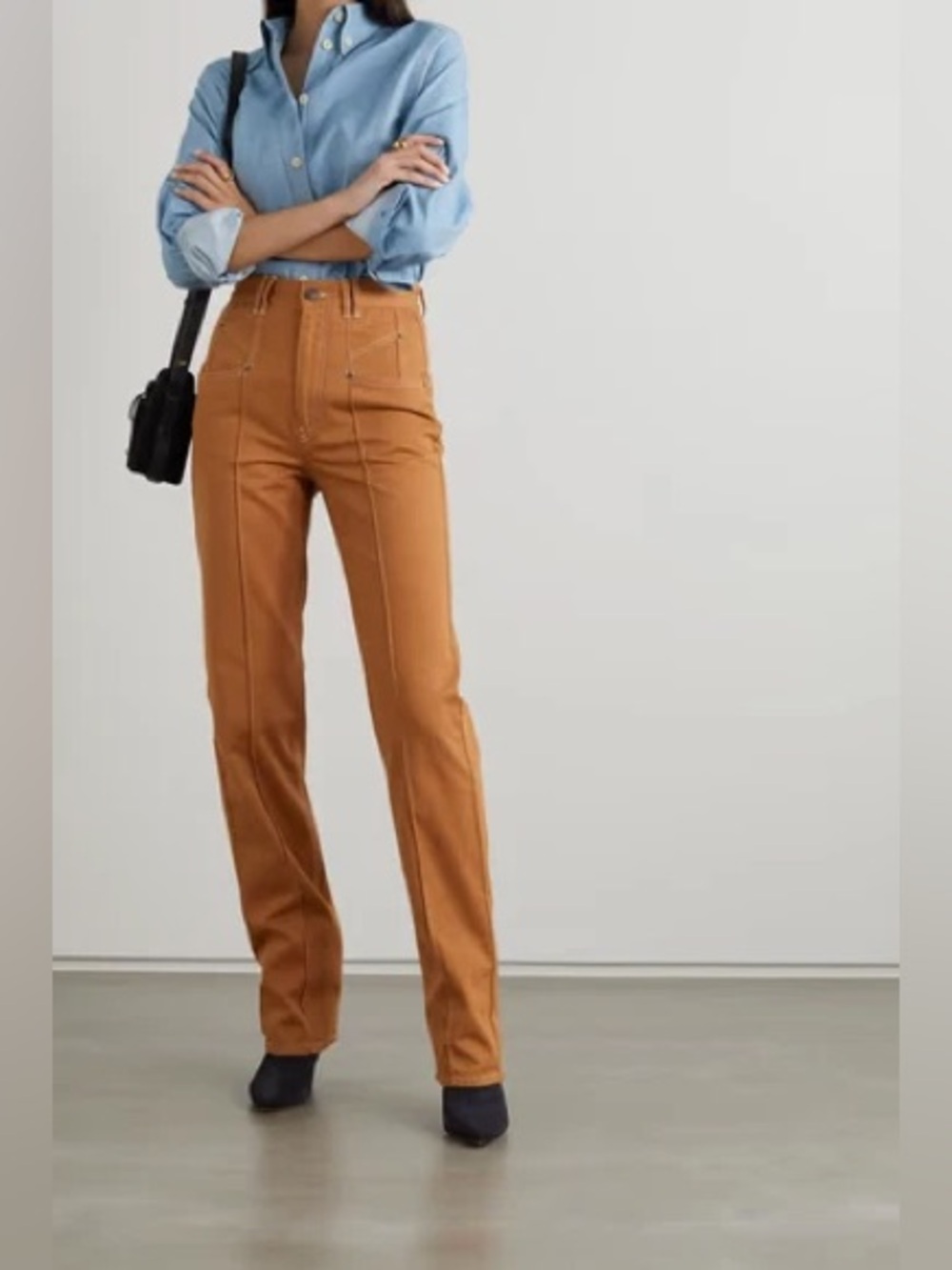 New! Isabel Marant Pantalon Lirokae Terracotta Straight Pants Quiet Luxury🧡 S - Picture 4 of 11